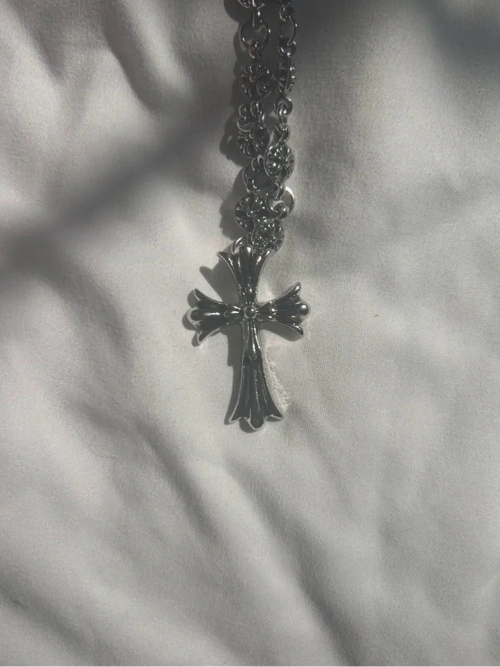 Men's Silver Cross Link Bracelet - Chain Toggle Closure